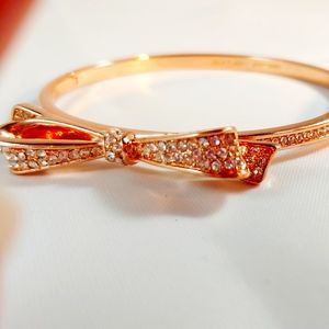Kate Spade Crystal Bow Bangle Rose Gold Pavé